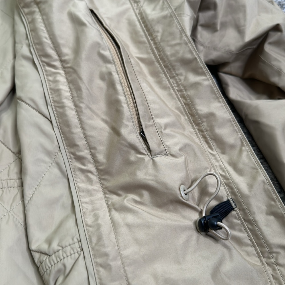 LL bean tan parka hooded rain jacket adjustable waist snap zip closure size 1x - Picture 12 of 13